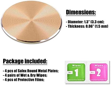 Cell Phone Metal Plates for Magnetic Car Mount 4 Pack. Replacement Set of Cute Gold Round Metal 3M Adhesive Backing Discs for Magnetic Phone Holde...