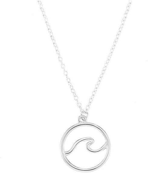 Metal Wave Pendant Necklace Simple Circle Pendant Collar Necklace for Women Jewelry...