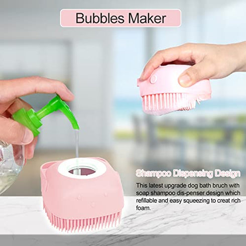 Bath Brush Silicone, Massage Soft Brush Dog Cats, Pet Massage Brush Bubble Body Brush-Pink...
