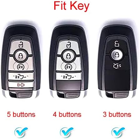 Royalfox(TM) 3 4 5 Buttons 3D Bling keyless Entry Remote Smart Key Fob case Cover for 2017 2018 2019 2020 2021 2022 Ford Mustang Explorer Edge Fus...