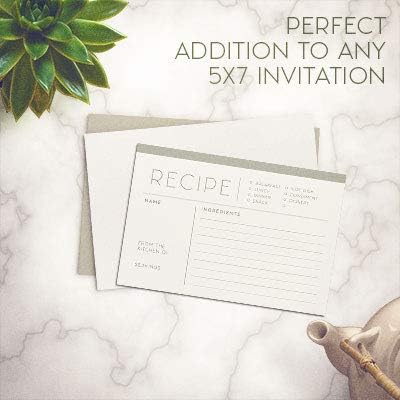 48 Water Resistant Recipe Cards, Simple & Modern, Double-Sided, Multi-Colors (Sage Green)...