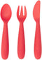 ezpz Happy Utensils - 24 Months+ (Coral) - BPA Free Toddler Utensils - Fork, Spoon and Knife for Toddlers and Preschoolers - Kids Utensils for Sel...