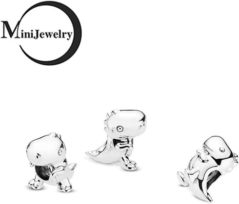 Dinosaur Bead Charm Fits Pandora Bracelets Dino T-Rex Cute Animal Tyrannosaurus Girls Women Auntie Granddaughter Daughter Birthday Christmas...