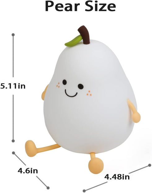 Cute Night Light Rechargeable with 7 Color Changing and Timer, Kids Pear Night Light for Toddler Baby Christmas Gifts, Touch Portable LED Silicone...