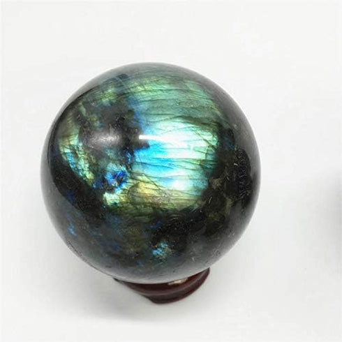 60mm Healing Crystal Natural Labradorite Ball Crystal Sphere with Wood Stand...