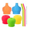 Silicone Sippy Straw Cup Lids for Toddlers Babies (5 Pack) - Reusable, Spill-Proof - Stretches to Cover Tumblers, Yeti Rambler, Mason Jars, Cups a...