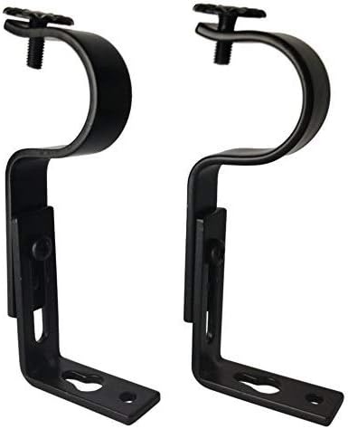 Adjustable Curtain Rod Brackets, Black, Set of 2...
