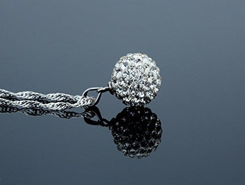 925 Sterling Silver Austrian Crystal Snowball Pendant Disco Ball Necklace for Women...