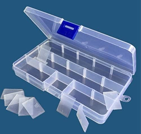 Yansanido 4 Pcs 15 Grids Clear 6.85 Inch x 3.85 Inch Adjustable Small Removable Clear Plastic Jewelry Organizer Divider Storage Box Jewelry Earrin...