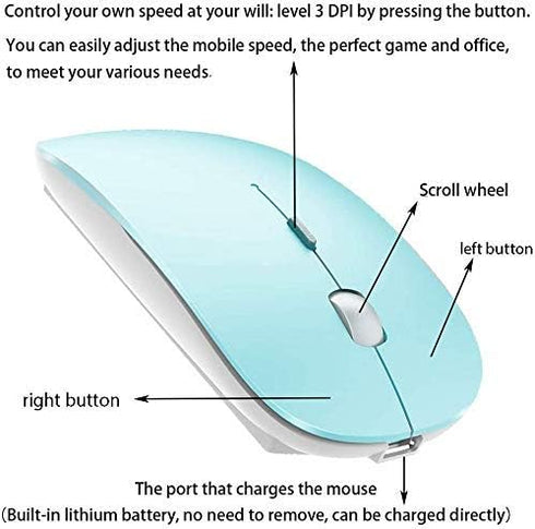 ZERU Bluetooth Mouse Rechargeable Wireless Mouse for MacBook Pro,Bluetooth Wireless Mouse for Laptop PC Computer (BT Blue)...
