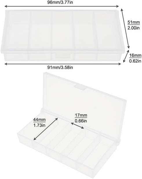 OriGlam 9.5cm / 3.74inch 5 Grids Clear Plastic Organizer Box Storage Container Box, Storage Clear Jewelry Box, Plastic Bead Storage Container Orga...