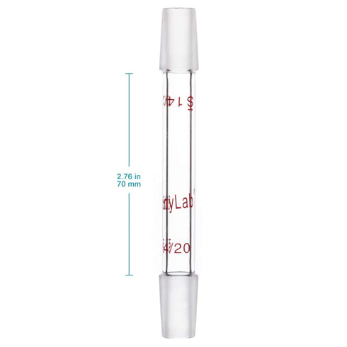 stonylab Glass 14/20 Straight Laboratory Adapter, Borosilicate Glass 30 mm Between Two 14/20 Ground Inner Standard Taper Joints for Laboratory Lab...