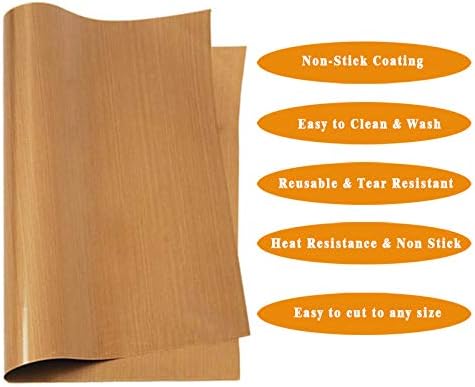 3 Pack PTFE Teflon Sheet 16 x 20" and 3 Rolls 10mm X 33m Heat Resistant Sublimation Tape for Heat Press Transfer Non Stick Paper Reusable Heat Res...