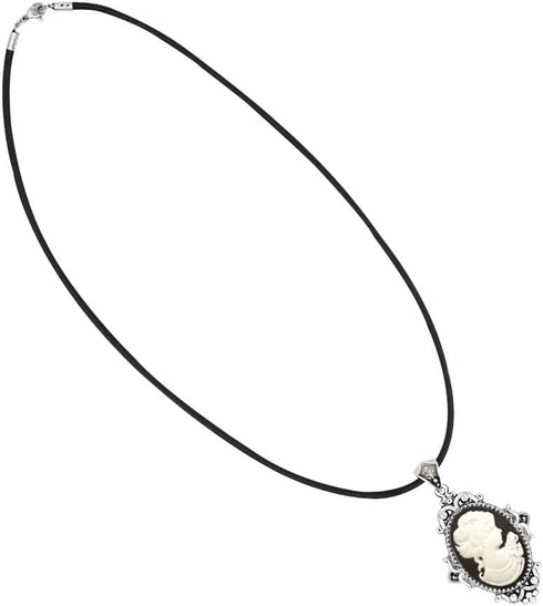Vintage Look Flower Pendant Lady Queen Cameo Sets For Women Antique Silver Plated Cameo Necklace Earring Jewelry Set...