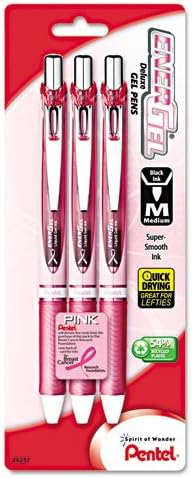 EnerGel RTX Retractable Liquid Gel Pen.7mm, Pink Barrel, Black Ink. 3/Pack...