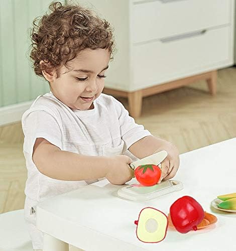 Cutting Fruits Vegetables Set, 16 Pack Play Kitchen Plastic Cutting Food for Kids Pretend Play Kitchen Toys Educational Food Toys for Children Gir...