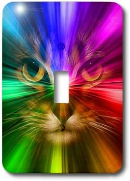3dRose lsp_18499_1 Domestic Cat Surrounded with A Rainbow of Colors Toggle Switch...