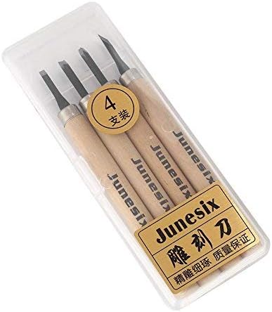 Wood Carving Knife Tool Set, 4pcs Beginners Manual Sharpener Rubber Stamp Knife Carving Tools Set for Chisel DIY Woodworking Carving (#2)...