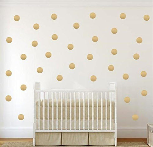 80pcs Gold Polka Dot Wall Decals – Removable Vinyl Stickers for Kids Nursery, Baby Room, Toddler Bedroom – Safe Adhesive Circle Decorations – Easy...