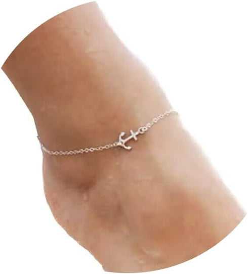 Anchor Anklets Silver Simple Navy Anklet Bracelets Beach Accessories Foot Jewelry Adjustable for Women...