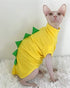 Dinosaur Design Sphynx Hairless Cat Clothes Cute Breathable Summer Cotton Shirts Cat Costume Pet Clothes,Round collar Kitten T-Shirts with Sleeves...