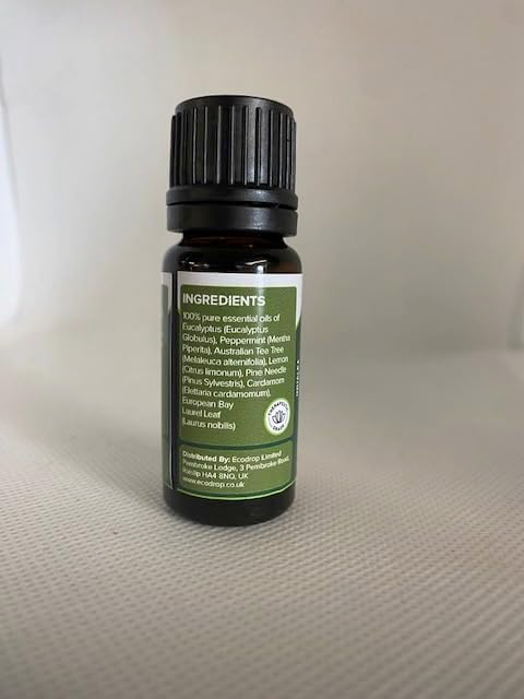 Ecodrop Decongesting Essential Oil Blend - 10ml Bottle | Pure Therapeutic Grade Eucalyptus, Peppermint & Laurel Bay Leaf Oils for Easy Breathing |...