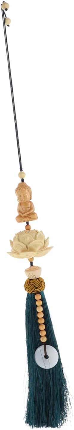 Car Accessories Home Decor Pendant Car Hanging Accessories Window Charm Hanging Pendant Wooden Buddha Braided Rope Men and Women Blue Rearview Mir...