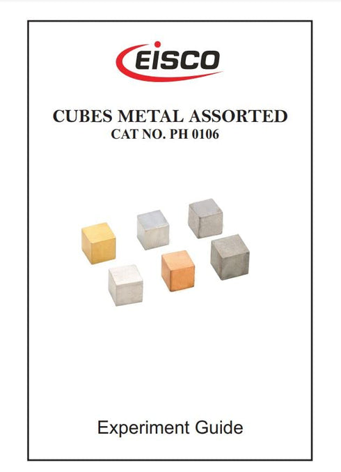 EISCO Density Cubes Set - Includes 6 Metals - Brass, Lead, Iron, Copper, Aluminum, Zinc - 0.4" (10mm) Sides - for use with Density, Specific Gravi...