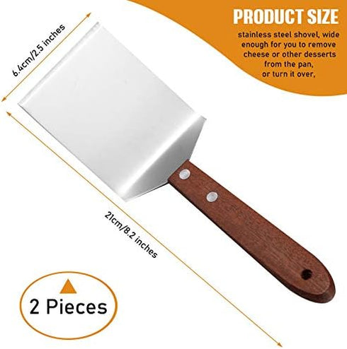 Newtay 2 Pieces Small Brownie Cookie Spatula Metal Stainless Steel Spatula with Wooden Handle for Kitchen Cooking Chef Baking Scraper Turner, 2.5 ...