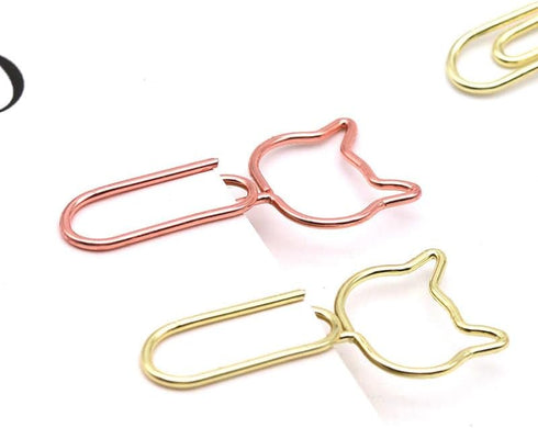 30pcs Kitten Shape Paper Clips with Clear Box, Rose Gold and Yellow Gold, Funny Cute Paperclips Bookmarks Planner Clips for Fun Office Supplies Sc...