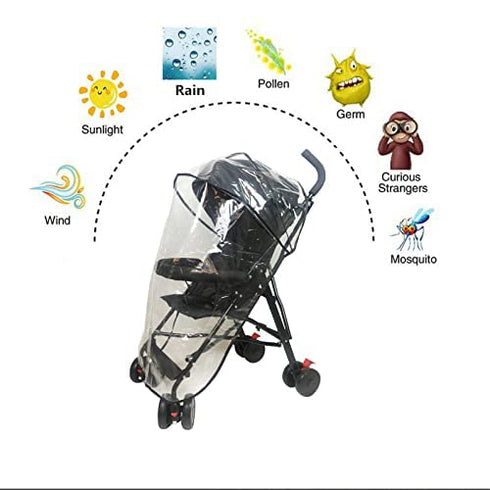 Stroller Rain Cover Baby Stroller Cover for Toddler Umbrella Stroller,Lightweight Travel Stroller,Windproof Waterproof Weather Shield,Compact Stro...
