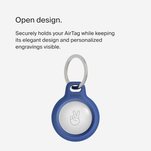 Belkin Apple AirTag Secure Holder with Key Ring - Durable Scratch Resistant Case With Open Face & Raised Edges - Protective AirTag Keychain Access...