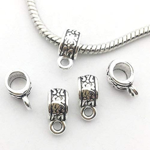 100g (About 125pcs) Mixed Tibetan Tube, Spacer Bail Bead Hanger Fit Charm European Bracelet Pendant (Antique Silver), 125...