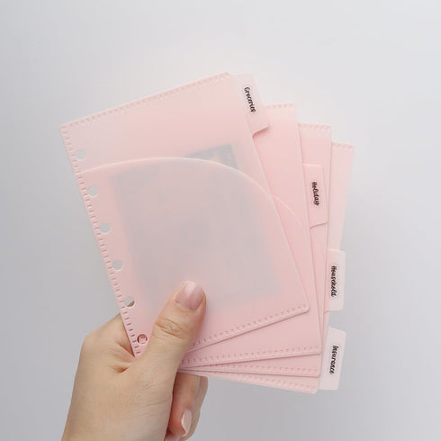A7 Double Pockets Cash Envelopes 3 Set 4 Tabs Money Organizer for Cash Pink Card Protector Loose Leaf Bill Holder Budget Envelopes for 6 Ring Bind...