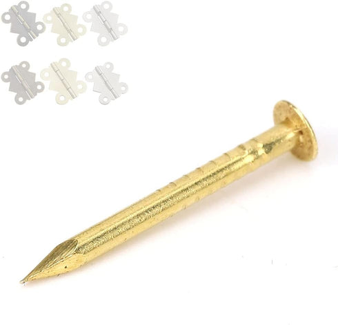 100Pcs Brass Escutcheon Tacks, Round Head Brass Brad Nail Hardware Nail Assortment Kit Furniture Hinge Hardware Accessories 10mm/15mm/18mm/22mm(18...