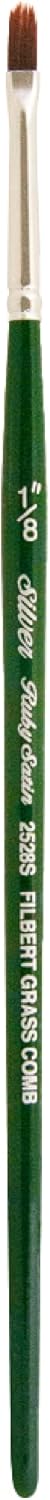 Silver Brush Limited 2528S1/8 Ruby Satin Filbert Grass Comb Brush Fluid and Flow Acrylics, Size 1/8 Inch, Short Handle...