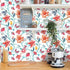 Red Floral Wallpaper Botanical Pomegranate Flower Stick and Peel Wall Paper for Bedroom Laundry Room Removable Self Adhesive Decorative Floral Con...