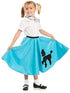 1950s Turquoise Poodle Skirt for Girls with Musical Note Printed Scarf | Blue Sock Hop Skirt | One Size | 1950s Costumes for Girls...