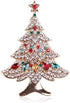 5 Pcs Multicolor Christmas Tree Brooch Set Crystal Rhinestone Xmas Brooches Pin Tiered Leaf Scarf Scarves Shawl Clip Holiday Jewelry Wedding Party...
