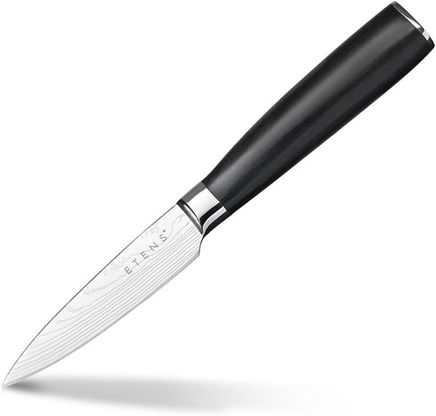 3.5 Inch Bar Paring Knife with Large Black Handle, Small Kitchen Knife for Fruit Vegetables, Professional Sharp Pairing Knives/High Carbon Stainle...