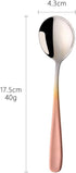 Buyer Star Bouillon Spoon Sets, 7-Inch Round Soup Spoons, Stainless Steel Finished Table Dinner Spoons (Gradient Rose Gold)...