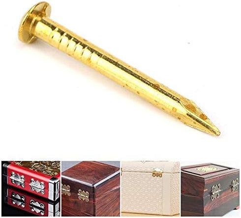 100Pcs Brass Escutcheon Tacks, Round Head Brass Brad Nail Hardware Nail Assortment Kit Furniture Hinge Hardware Accessories 10mm/15mm/18mm/22mm(18...