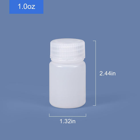 1 oz Wide Mouth Lab Reagent Bottle, Laboratory Grade Chemical Container, Sealed Leak-proof Translucent HDPE Bottle, Pill Bottle, Water Sample Bott...