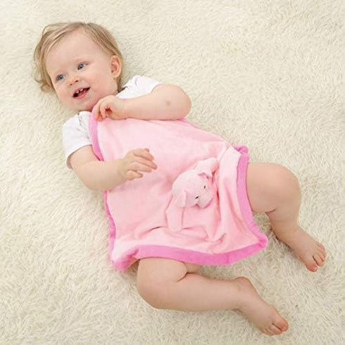 Apricot Lamb Stuffed Animals Security Blanket Pink Pig Infant Nursery Character Blanket Luxury Snuggler Plush (Pink Pig, 14 Inches)...