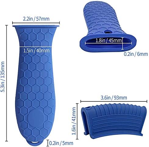 Silicone Hot Pan Handle Holder, 3Pcs Heat Resistant Non Slip Rubber Pot Handle Covers for Cast Iron Skillet Griddles Metal Frying Pans Kitchen Coo...