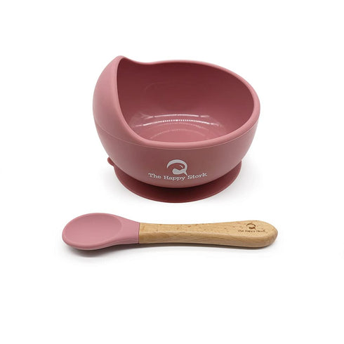 The Happy Stork - Silicone Suction Bowl and Spoon Set (Blossom)...