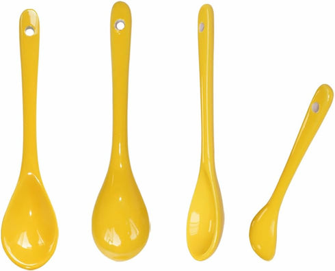 3 sets of 8 Color Porcelain Egg Spoons Ceramic Spoons 4.7 inch Coffee Dessert Yogurt Tea Milky Tea (16 pcs)...
