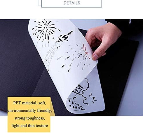 Painting Templates Drawing Stencils Plastic Creative Building Art Craft Reusable Stencils Lettering Aids for Kids Student DIY Scrapbook Notebook P...