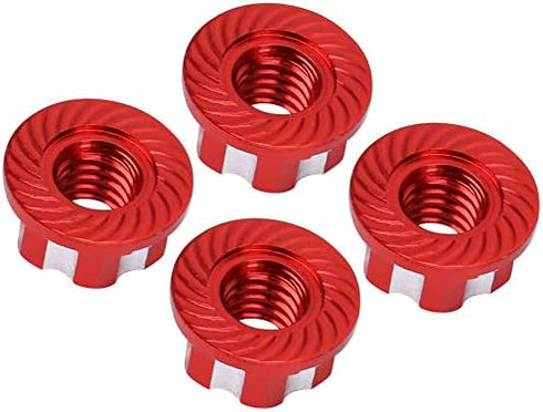 VGEBY 4pcs RC Hex Nuts, M4 Carving Hexagonal Nuts Aluminum Alloy RC Wheel Nuts Fit for D3 D4 1/10 RC Car(Red) Rc Hex Nut for Traxxas 1/10 17Mm Hex...