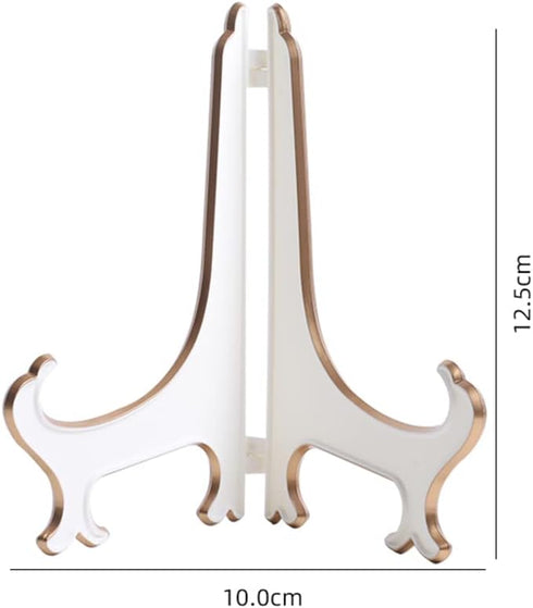KALAIEN 5" Easel Display Stand Plastic Easels Decorative Plate Holders Picture Frame Stand White Gold (6 Pack) (white 5inch)...